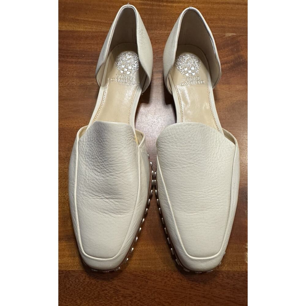 Vince Camuto Women’s Rendolen White Leather d’Orsay Flats Shoes Size 9.5M - NEW